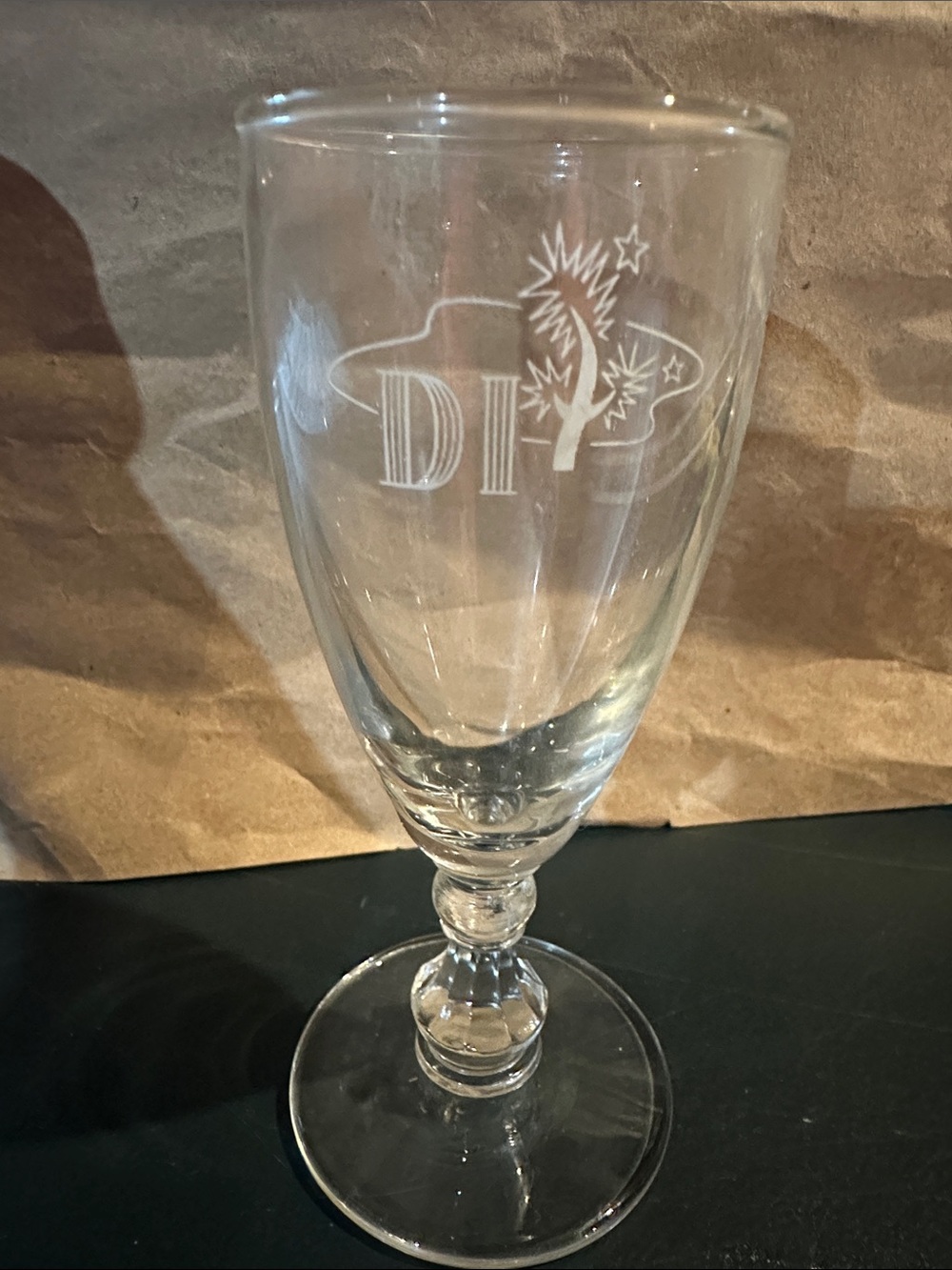 Clear Etched Glass Goblet - Clear